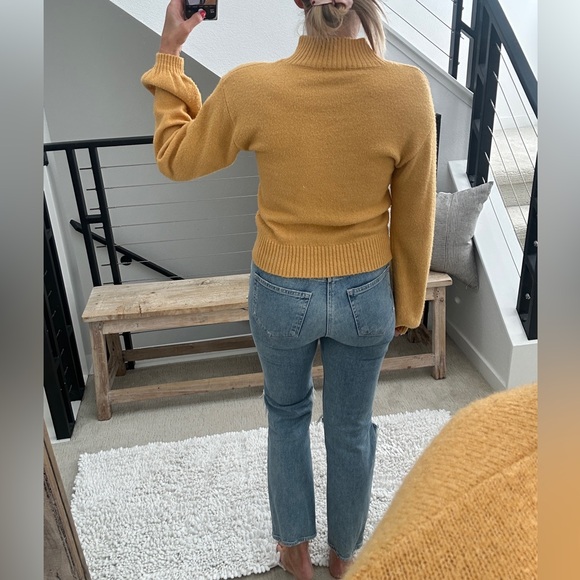 Wild fable yellow high neck long sleeve sweater winter fall holiday festive M - Picture 6 of 11